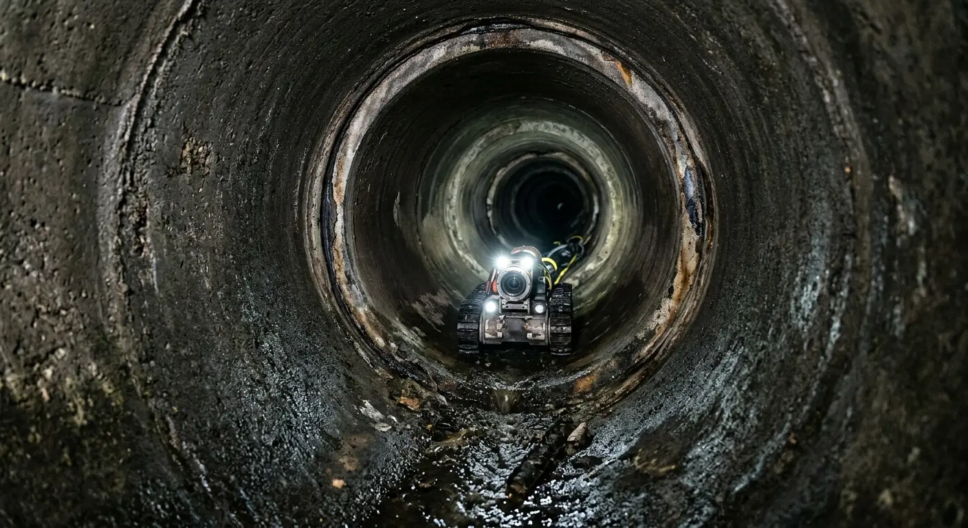 Robotic sewer camera inspecting pipe interior for Drain Snake Service in Melbourne